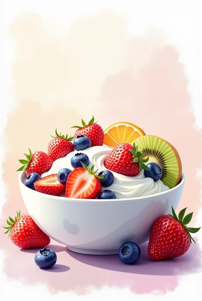 Greek yogurt with fruit no bg make it for png make with water color