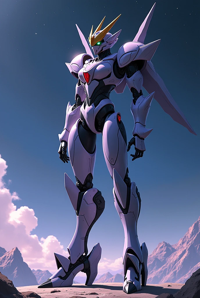 anime, Giant Robot, Curved,  Beast Mode, Captain Earth, Thin legs,  Full body image of a female super robot, Simple Background,universe, 