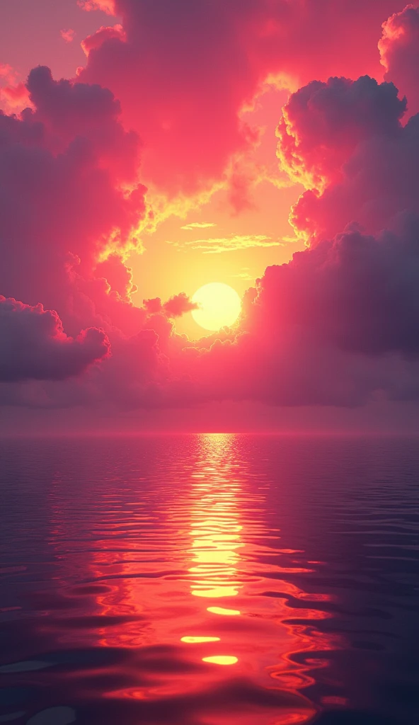 ((Masterpiece))((beautiful))((realistic))the red fire of the Oren pink sun on yellow liquid pink thunder,size 4MB
