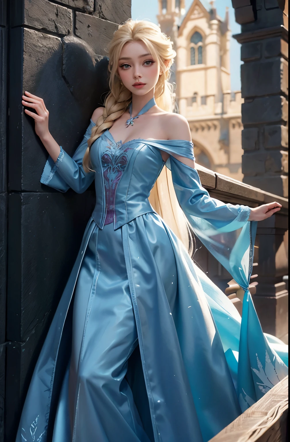 Elsa and Rapunzel fusion, Combining Models, Rapunzel's clothes, Melting, One person, beautiful, character, woman, woman, (Master Parts:1.2), (Better Quality:1.2), (alone:1.2), ((Fighting Pose)), ((battlefield)), Cinematic, Perfect Eyes, Perfect Skin, Perfect lighting, With a smile, Light, col, Rough skin, detailed, beauty, wonder, 超detailedな, Perfect Face, Very short and sexy skirt, Legs slightly apart、Shows part of panties stuck to her vagina filled with sweat, colpo inteiro, Long legs , Mid-length hair,Colorful interior,alone, In pure white underwear, Japanese, Big Tits、Laughter, Fluffy tail, Thin thighs, two