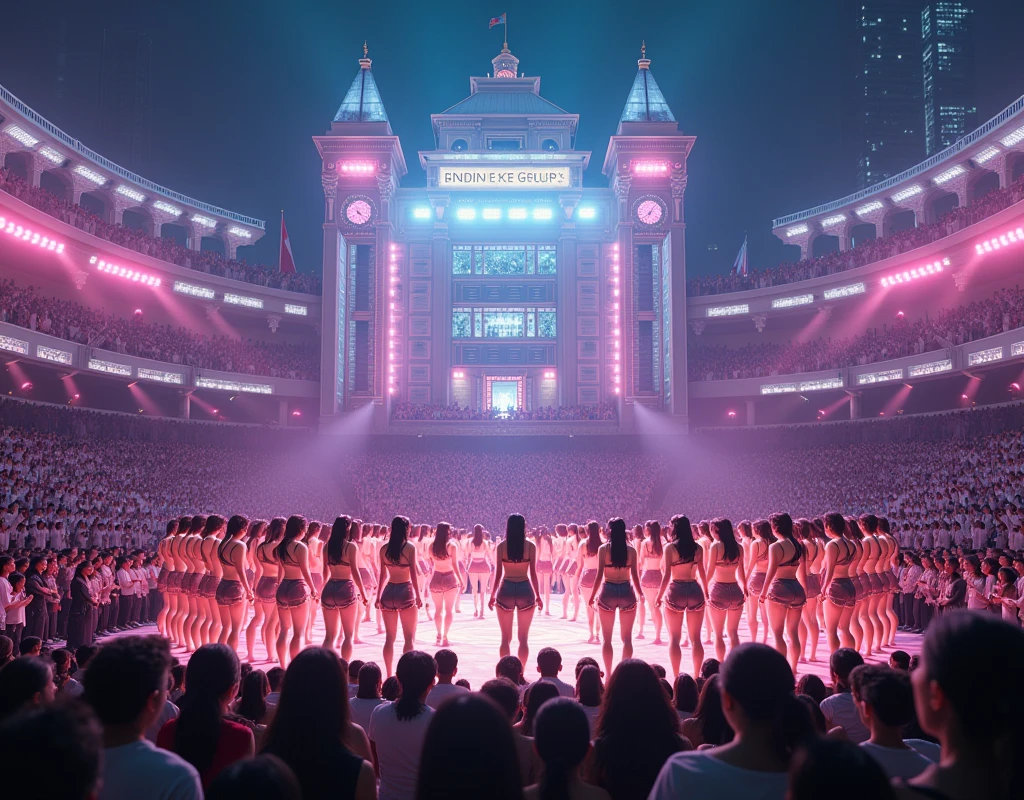 (((((Japanese Clone-girls=Myself))))), (((Super Best masterpiece Clone-girls Raw Photography Art))), (((16K, Highest quality, Ultra-high resolution, RAW Photos))), (((It's so unrealistic., With unparalleled depiction, With an unfathomable sight, An unprecedented and shocking worldview, Clone-girls: In a world of mass reproduction, Ultra-realistic))), (((Japanese Girls, kashiwagi-yuki, 22yo, Small face, Thick black hair, Ponytail Hair, Dark Eyes, Mature face, Cute Smile, Smiling face, A gentle gaze, (((Very pleasant look)))))), (((Very beautiful detailed girls, Accurate body structure, Accurate body movements, Very detailed body, (((Super big breasts, Large bulge of ample breasts)))))), (((Idol group stage costumes, Short skirt, hour々I can see your pants, Cleavage Emphasis, Emphasise the fullness of your breasts))), ((((((((Very detailed, Myself cloning, Depiction of splitting oneself, 1Myself girl→1,000,000,000,000,000,000,000,000,000,000Myself cloning girls)))))))), (((((((Myself clone-girlsから, Myself keeps multiplying, (Very detailed and intricate, To the exact, Flawless, (((In the same female body,With the same face, With the same hairstyle, In the same clothes, At the same height, 同じSuper big breastsである))), In a detailed depiction), 1,000,000,000,000,000,000,000,000,000,000 people))))))), (((((Myself girls only))))), (((((1,000,000,000,000,000,000,000,000,000,000Myself girls))))), (((((Very detailed depiction, Myself's idol group, At the outdoor stage at night, Singing and dancing performance, 5Column system, Gaze into the audience, Fun and powerful singing, Dance with unified group movements))))), (((Very detailed, The auditorium is packed, The whole audience is Myself's crowd, Dress code: Casual))), (Seven-color stage lighting, Idol group lighting), (((((Clear and accurate perspective depiction, super wide view, Ultra-wide field of view, Focus on the average value of the image))))), With the best performance, The venue was in a frenzy, Myselves are in high spirits