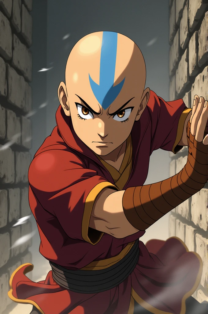Best quality, Avatar Aang, On the Wall, Attack on Titan, Anime,