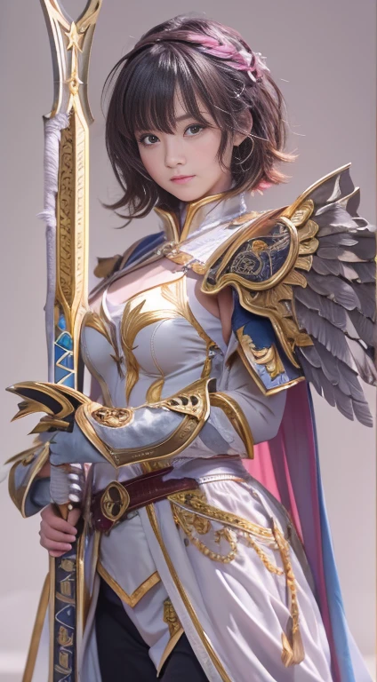 full body display、A world of swords and magic,Female Warrior, (Realistic:1.4), (Highest quality:1.0), (Ultra-high resolution:1.0), 8k, RAW Photos, (masterpiece:0.2), , G is, one person's, Detailed skin, View your audience, Red eyes, (Short hair with bangs:1.2), (Pyros Face_v1:0.5)