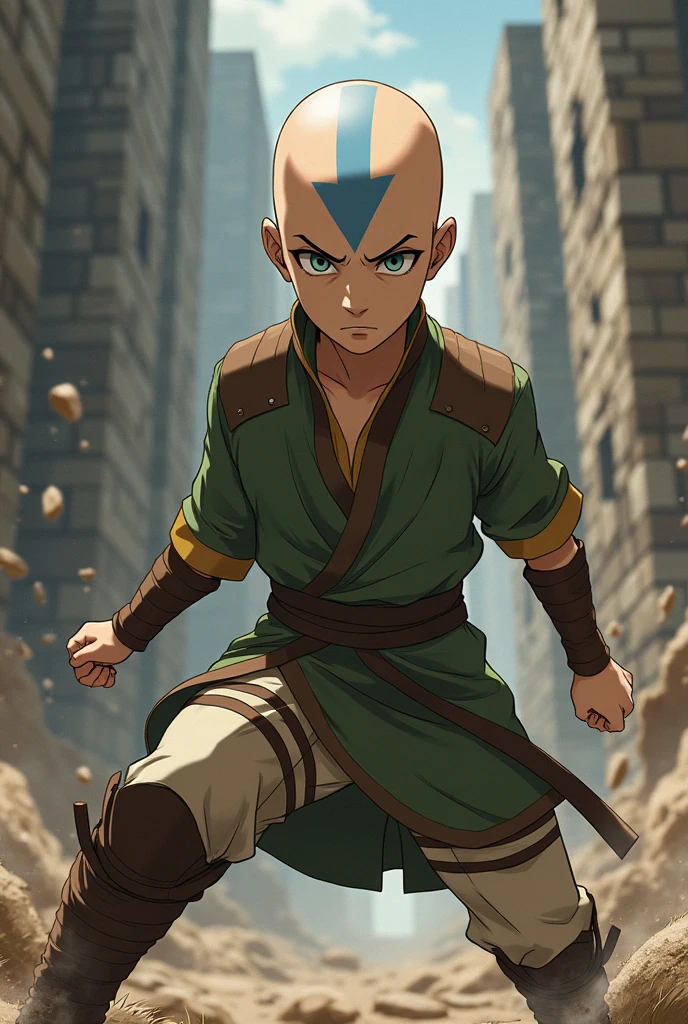 Best quality, Avatar Aang, On the wall, Attack on Titan, Anime, Eren's uniform,