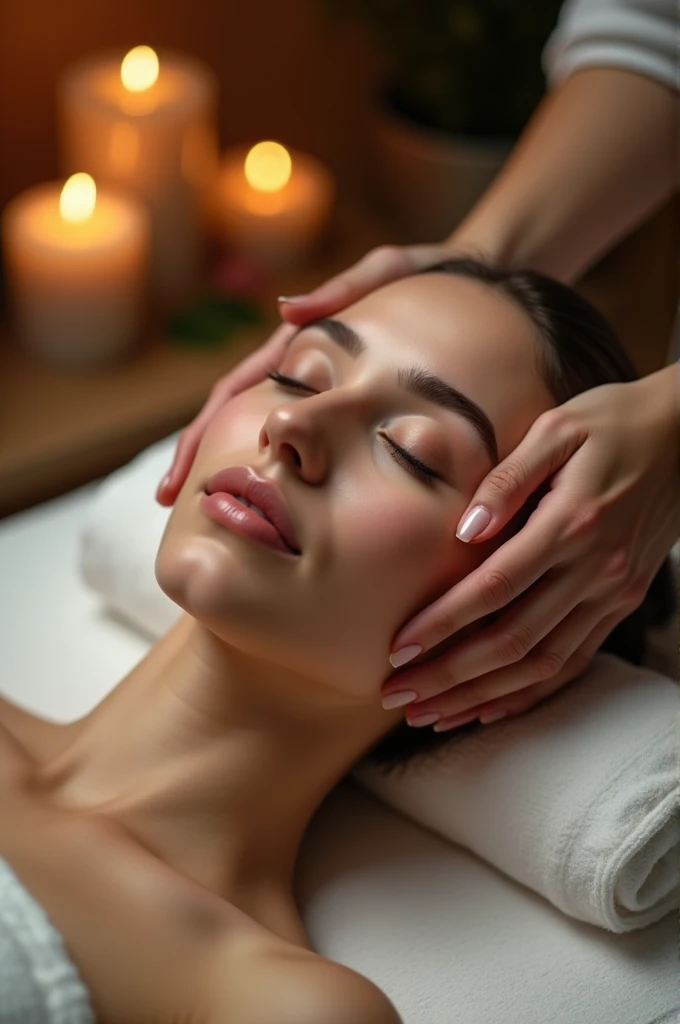 A girl in sperm facial massage