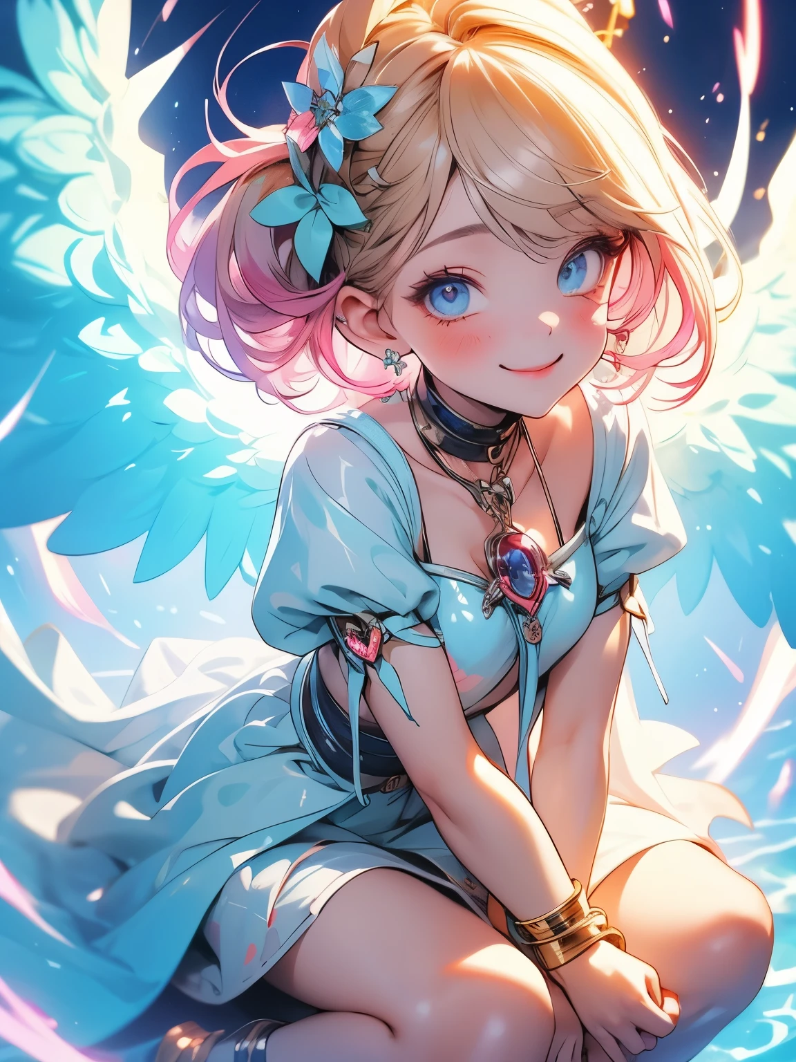 Cute fantasy anime girl, electric, thunderbolt