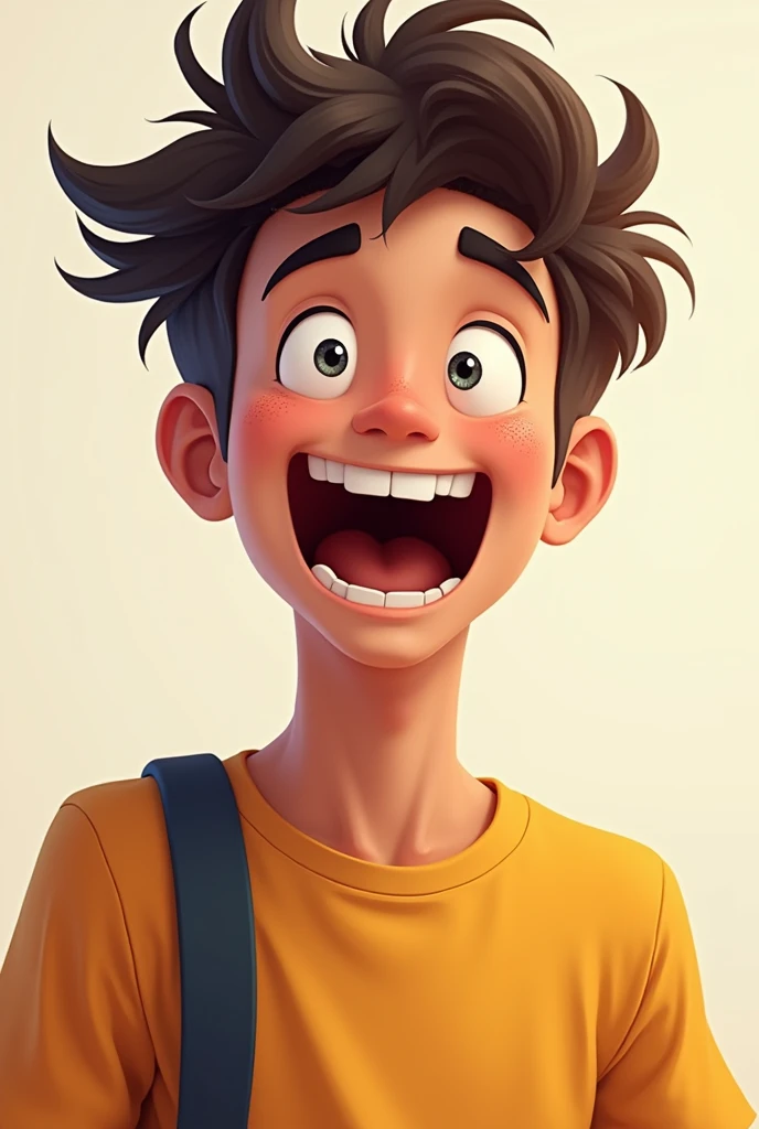 A excited teen boy
