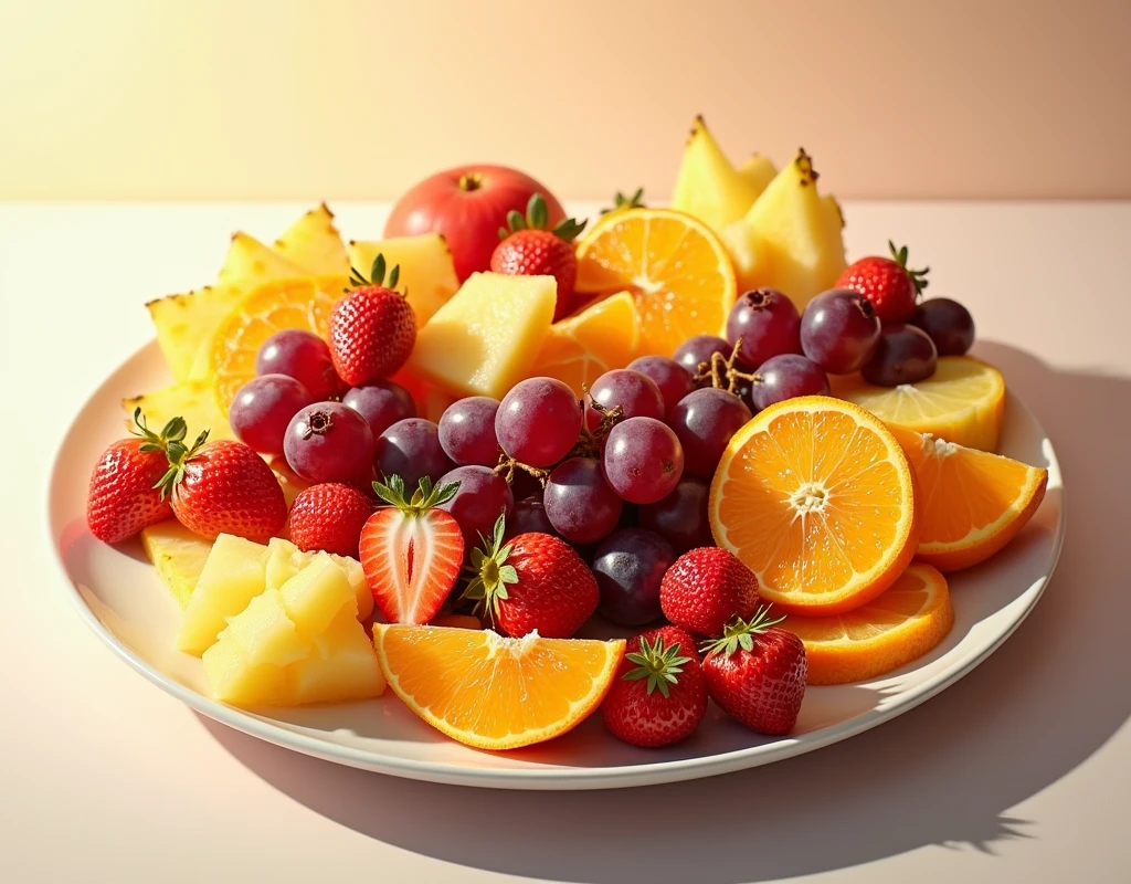 We need an image of a plate with fruits in it. High quality image.