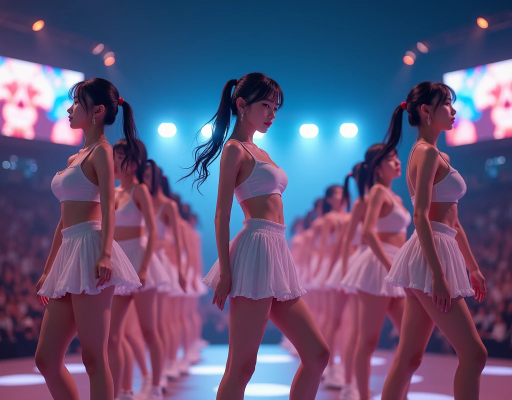 (((((Japanese Clone-girls=Myself))))), (((Super Best masterpiece Clone-girls Raw Photography Art))), (((16K, Highest quality, Ultra-high resolution, RAW Photos))), (((It's so unrealistic., With unparalleled depiction, With an unfathomable sight, An unprecedented and shocking worldview, Clone-girls: In a world of mass reproduction, Ultra-realistic))), (((Japanese Girls, kashiwagi-yuki, 22yo, Small face, Thick black hair, Ponytail Hair, Dark Eyes, Mature face, Cute Smile, Smiling face, A gentle gaze, (((Very pleasant look)))))), (((Very beautiful detailed girls, Accurate body structure, Accurate body movements, Very detailed body, (((Super big breasts, Large bulge of ample breasts)))))), (((Idol group stage costumes, Short skirt, hour々I can see your pants, Cleavage Emphasis, Emphasise the fullness of your breasts))), ((((((((Very detailed, Myself cloning, Depiction of splitting oneself, 1Myself girl→1,000,000,000,000,000,000,000,000,000,000Myself cloning girls)))))))), (((((((Myself clone-girlsから, Myself keeps multiplying, (Very detailed and intricate, To the exact, Flawless, (((In the same female body,With the same face, With the same hairstyle, In the same clothes, At the same height, 同じSuper big breastsである))), In a detailed depiction), 1,000,000,000,000,000,000,000,000,000,000 people))))))), (((((Myself girls only))))), (((((1,000,000,000,000,000,000,000,000,000,000Myself girls))))), (((((Very detailed depiction, A singing and dancing Myself idol group, At the outdoor stage at night, A splendid dance performance, Over 100 people, Gaze into the audience, Fun and powerful singing, Dance with unified group movements))))), (((Very detailed, The auditorium is packed, The whole audience is Myself's crowd, Dressed differently from idol groups))), (Seven-color stage lighting, Idol group lighting), (((((The camera focuses on idol groups., Clear and accurate perspective depiction, Ultra-wide field of view, Focus on the average value of the image))))), The best dance performance ever, Myself and the others were going crazy and the atmosphere was at its peak.