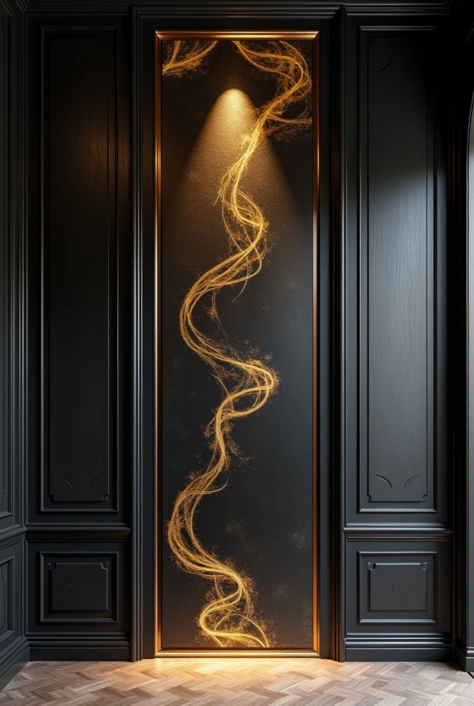 Panelled wall black gold