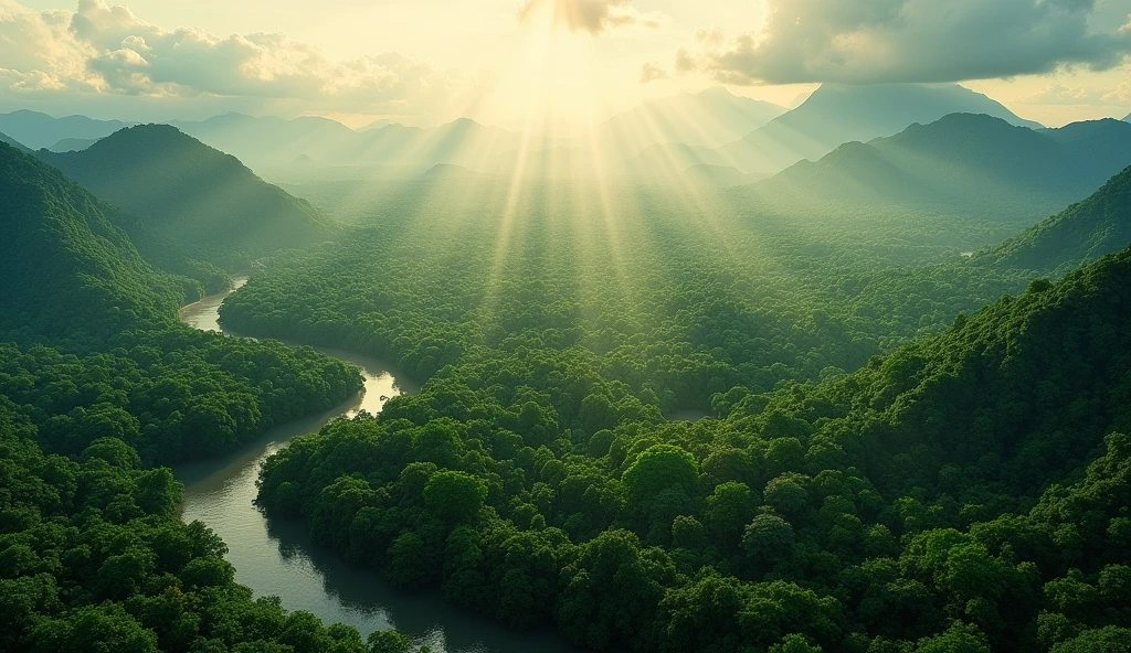 Aerial view of the Amazon Rainforest.