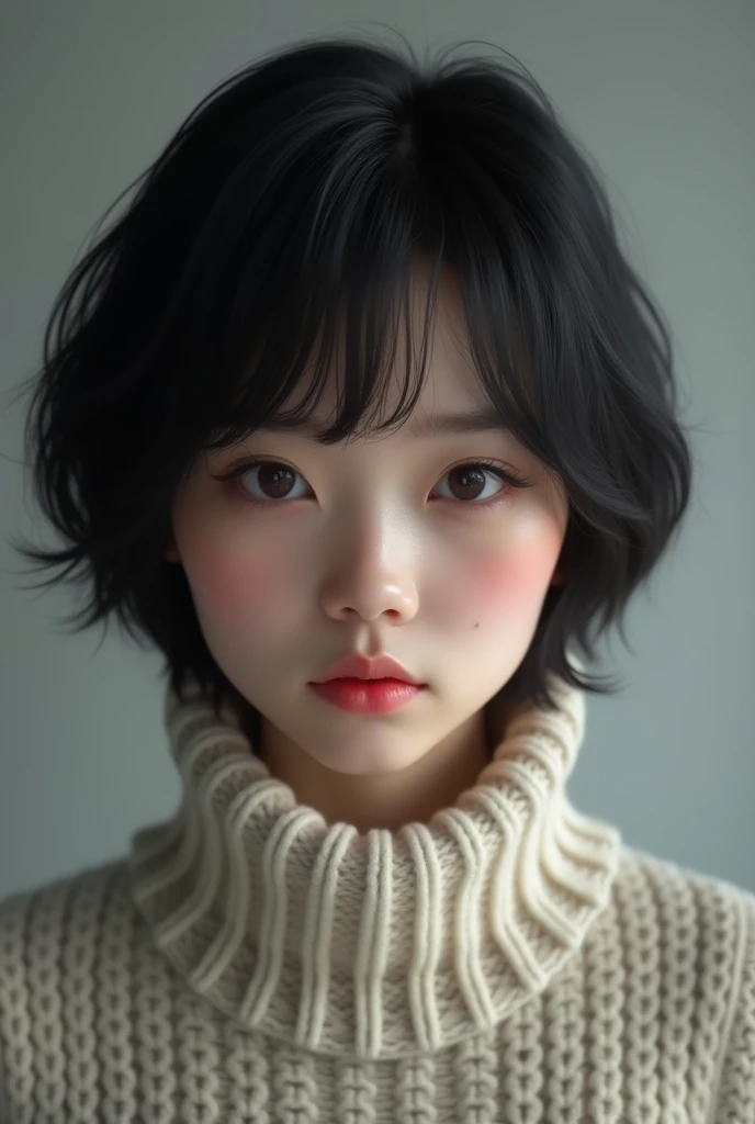 (masterpiece:1.3), (8k, Realistic, RAW Photos, Highest quality: 1.4), (one person's), Beautiful Face, (Realistic Face), (Black Hair, short hair:1.3), Beautiful hairstyle, Realistic eyes, Beautiful attention to detail, (Realistic Skin), Beautiful Skin, (sweater), Absurd, charm, Ultra-high resolution, Ultra-realistic, Very detailed, Golden Ratio,The hair is short,The whole body is visible,Big Breasts,Japanese,Real Face