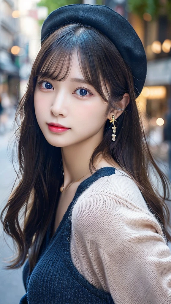 (32hair,High resolution,Attention to detail,High resolution,high density,alone,In addition:1.3),(A realistic person々,Live Action,fine grain,High resolutionの目,Beautiful Eyes,Eyes that look alive,Beautiful dark blue eyes,Fishing eyes,Detailed lips,Translucent white skin,Realistic face in every detail:1.3),(Japanese Ido,hairorean Idols,Japanese Model,hairorean models,hairorean hair-Pop Female Idols:1.2),(blush,Natural Makeup,necklace,Earrings,へそEarrings:1.4)(Shorts、Oversized mesh cardigan、Leather boots,hairnitted hats,Mode Style, Beautiful casual look:1.6),(Shapely breasts:1.5),(Young but very beautiful hairorean1 ,Laugh a little,turn around,looked back,Looking into the camera,Fashion Leader,Fashion Model,Soft Skin,Unforgettable Eyes,Her eyes are so beautiful,I want to go to the Paris Collection.........,Cutting-edge fashion:1.6、Left eye is red、Right eye blue、Face close-up