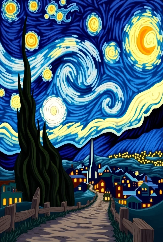 Make me your own version of van gogh's starry night
