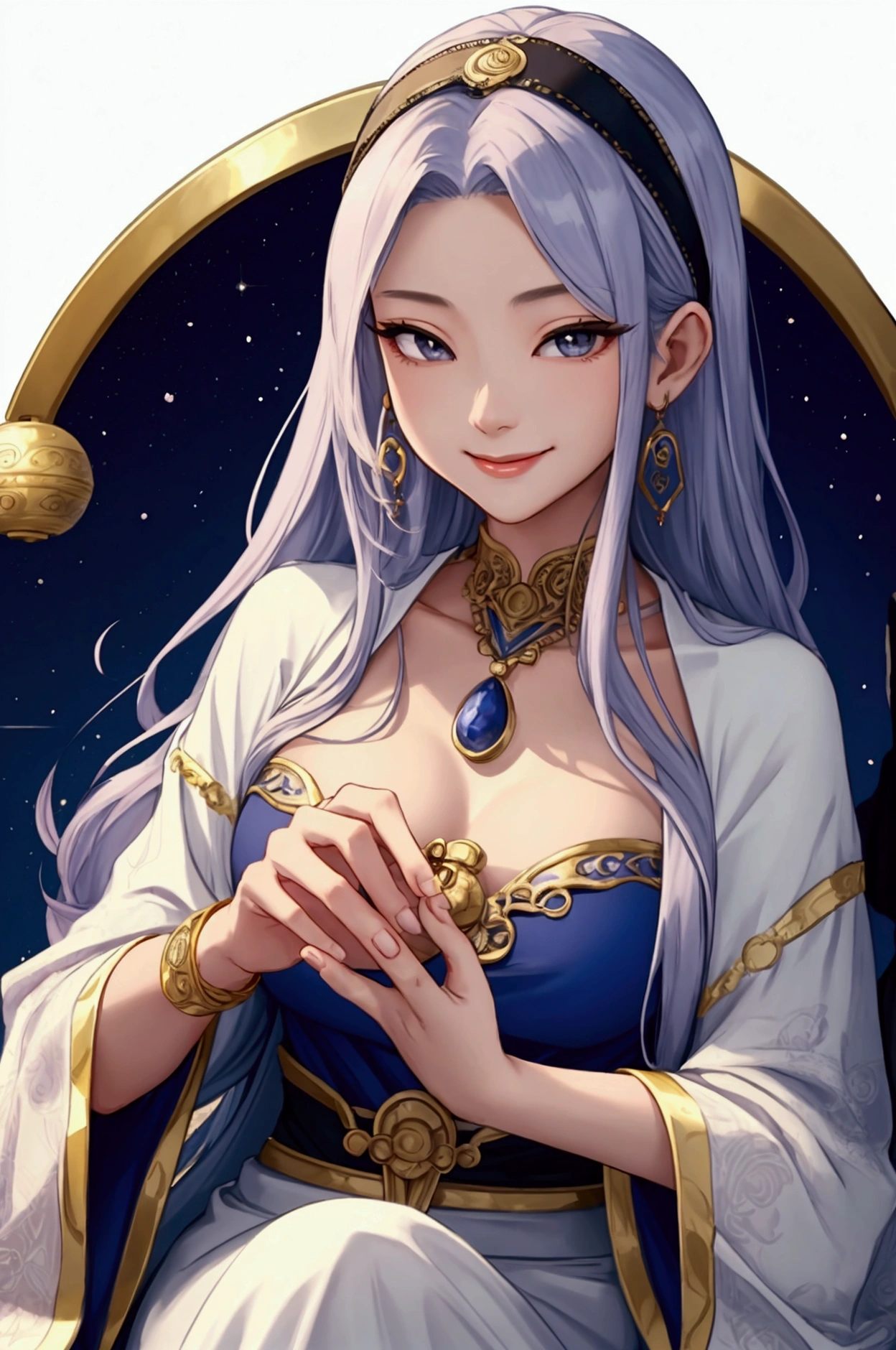 fortune teller、woman、mysterious、beautiful、Mature、Coaching、nice、Calm、antiquity、clear、Smile
