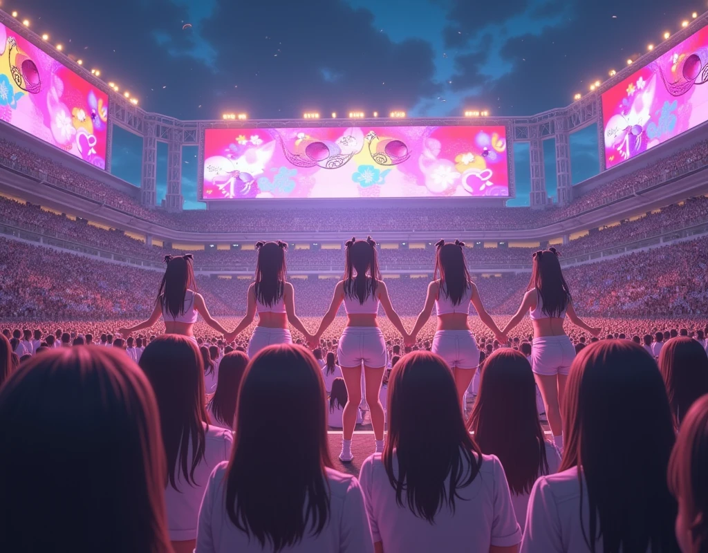 (((((Japanese Clone-girls=Myself))))), (((Super Best masterpiece Clone-girls Raw Photography Art))), (((16K, Highest quality, Ultra-high resolution, RAW Photos))), (((It's so unrealistic., With unparalleled depiction, With an unfathomable sight, An unprecedented and shocking worldview, Clone-girls: In a world of mass reproduction, Ultra-realistic))), (((Japanese Girls, kashiwagi-yuki, 22yo, Small face, Thick black hair, Ponytail Hair, Dark Eyes, Mature face, Cute Smile, Smiling face, A gentle gaze, (((Very pleasant look)))))), (((Very beautiful detailed girls, Accurate body structure, Accurate body movements, Very detailed body, (((Super big breasts, Large bulge of ample breasts)))))), (((Idol group stage costumes, Short skirt, hour々I can see your pants, Cleavage Emphasis, Emphasise the fullness of your breasts))), ((((((((Very detailed, Myself cloning, Depiction of splitting oneself, 1Myself girl→1,000,000,000,000,000,000,000,000,000,000Myself cloning girls)))))))), (((((((Myself clone-girlsから, Myself keeps multiplying, (Very detailed and intricate, To the exact, Flawless, (((In the same female body,With the same face, With the same hairstyle, In the same clothes, At the same height, 同じSuper big breastsである))), In a detailed depiction), 1,000,000,000,000,000,000,000,000,000,000 people))))))), (((((Myself girls only))))), (((((1,000,000,000,000,000,000,000,000,000,000Myself girls))))), (((((Very detailed depiction, Myself's idol group, At the outdoor stage at night, Singing and dancing performance, 5Column system, Gaze into the audience, Fun and powerful singing, Dance with unified group movements))))), (((Very detailed, The auditorium is packed, The whole audience is Myself's crowd, Dress code: Casual))), (Seven-color stage lighting, Idol group lighting), (((((The camera focuses on idol groups., Clear and accurate perspective depiction, super wide view, Ultra-wide field of view, Focus on the average value of the image))))), With the best performance, The venue was in a frenzy, Myselves are in high spirits
