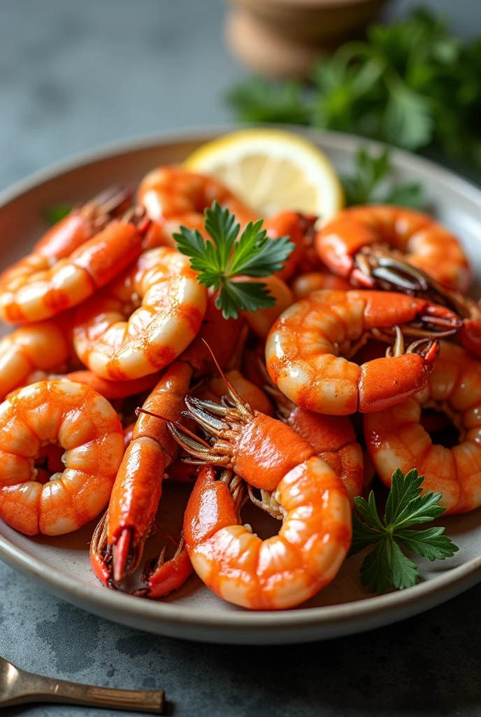Food crab and prawns picture with normal plate