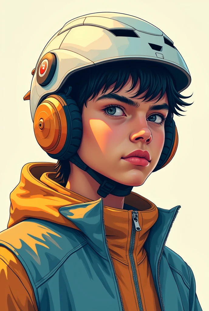 create a pfp for a guy based on windbreaker artstyle using helmet