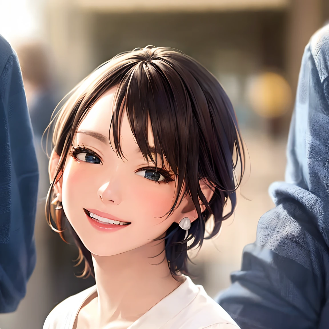 Highly detailed face, ((Open your eyes)), cute, Vibrant colors, Soft natural light, Bokeh effect. clothing(one piece)､(((ear))), Professional photography, Street Snapshots, Vibrant colors, (smile, Laughter),from the front