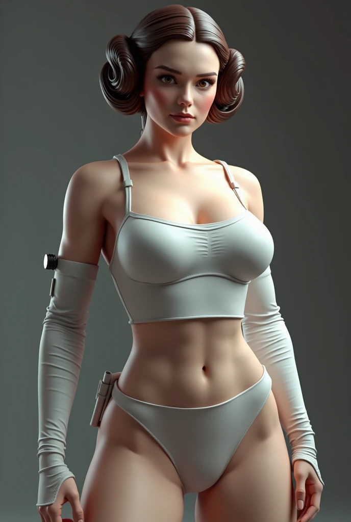 Princess Leia, Arte 3D,drible alto detalhe 8k, studio lighting, athletic,athletic female,busty,female,female focus,female only,hourglass figure,pale-skinned female,pale skin,wide hips