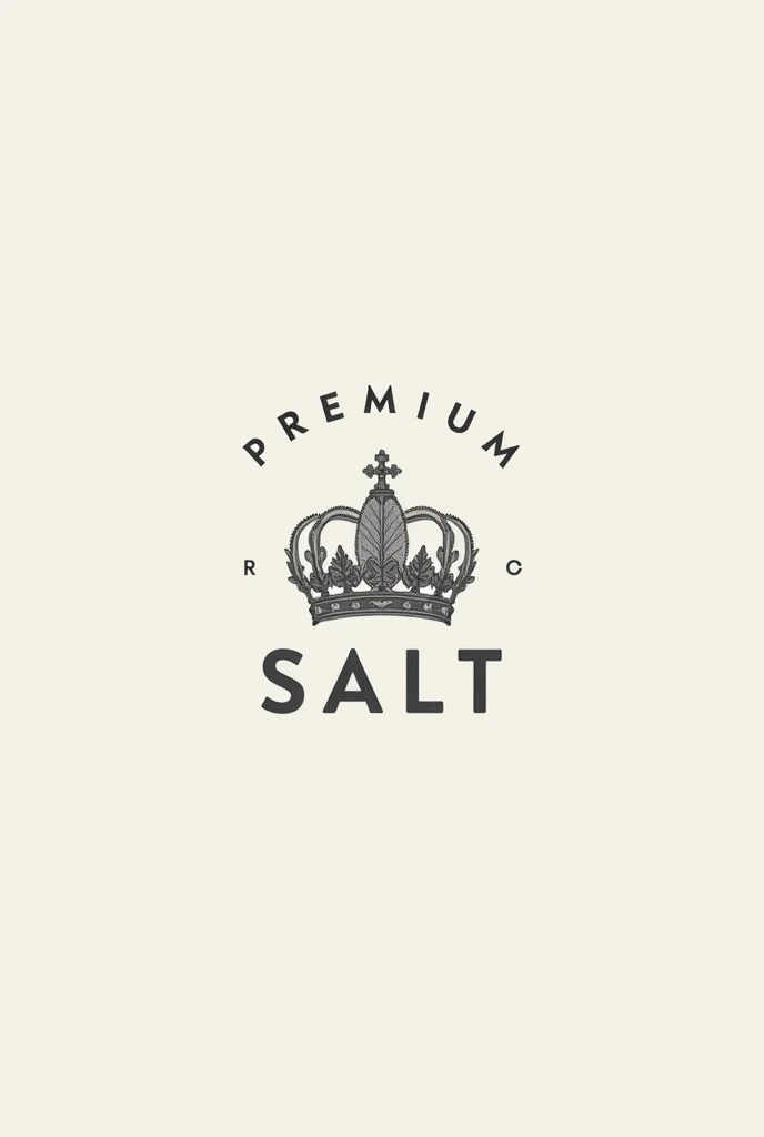 Create a logo for a salt brand, elegant monarchical aspect,  sober, minimalistic, the crown made with salt crystals 