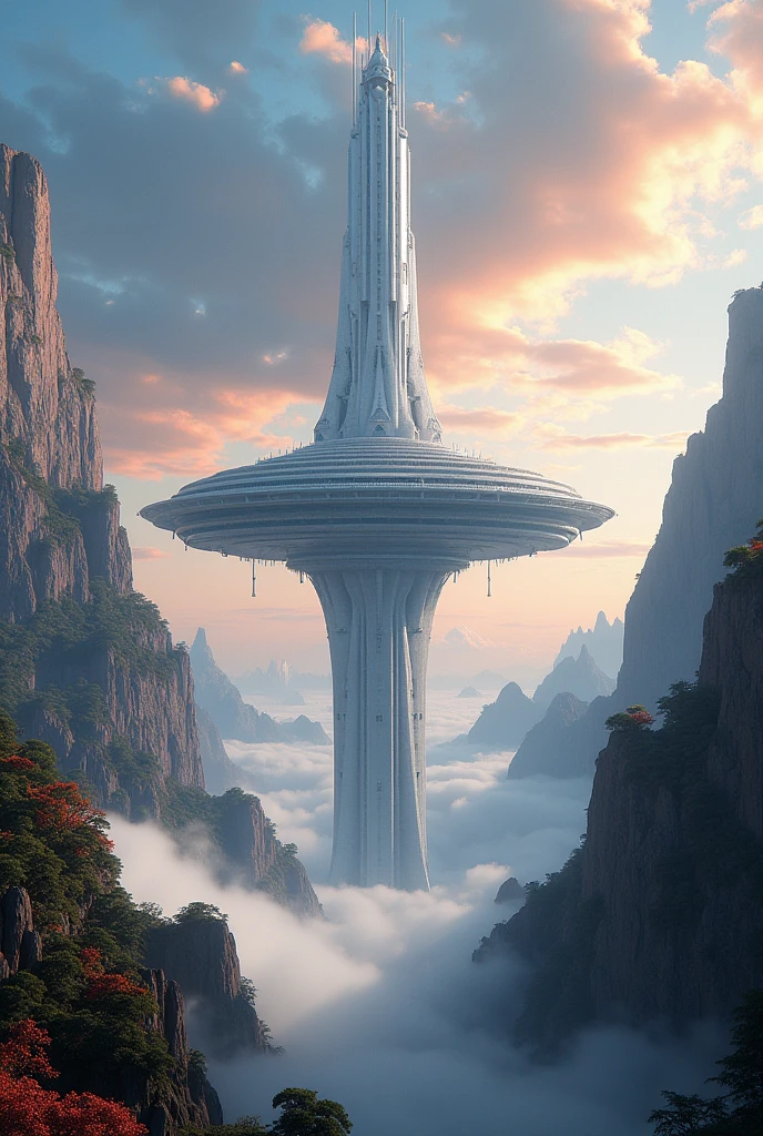 ((masterpiece, Highest quality, Extremely detailed CG, unity 8k wallpaper )),(masterpiece, Highest quality, Highest quality, Official Art, beautiful,aesthetic:1.2),Orbital elevator, Floating city,sf,Unreal landscapes