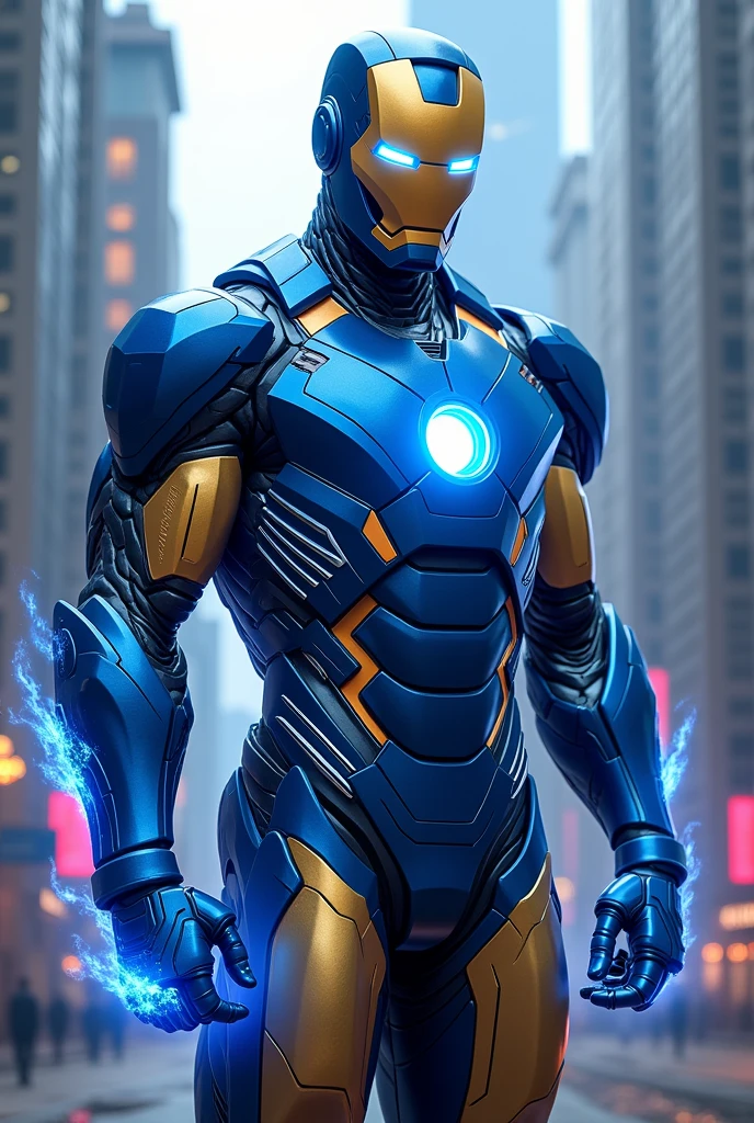 male super hero of blue lantern fuse with iron man
that have face cover






