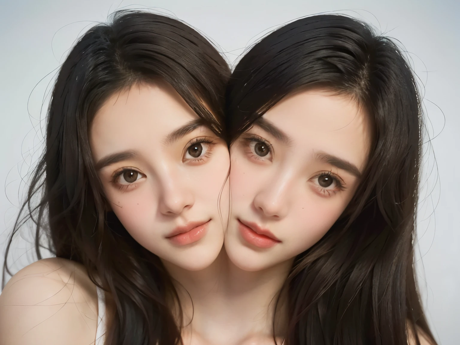 (2heads:1.2), girls looking at each other