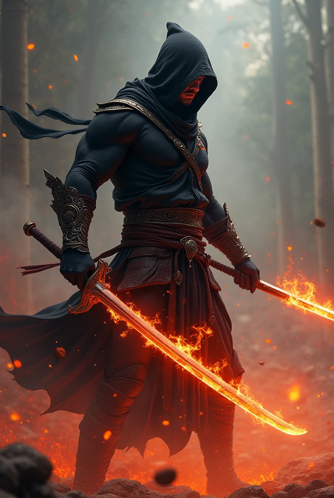 male ninja that has dark flame sword control fire element