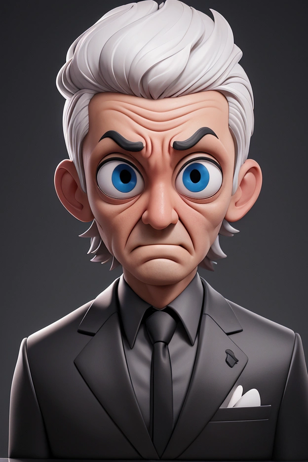 A man with a surprised expression on his face, demeanor, pop surrealism, Epic 3D illustrations, sad emoji, huge-eyed, sad scene