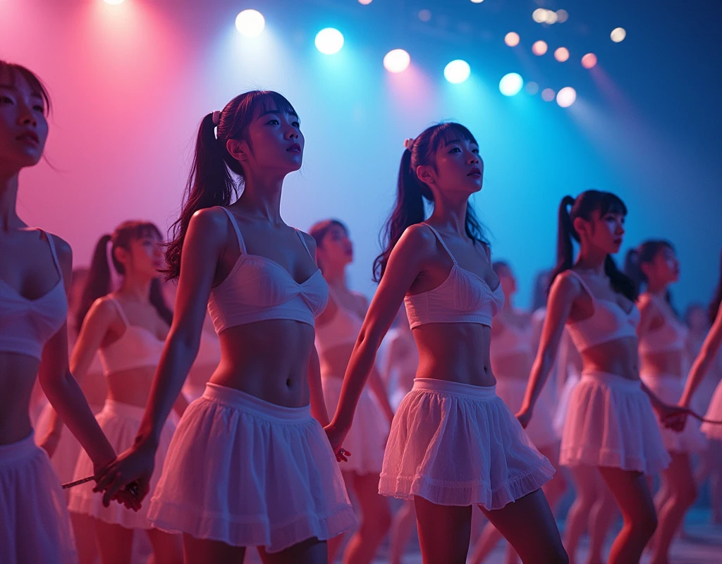 (((((Japanese Clone-girls=Myself))))), (((Super Best masterpiece Clone-girls Raw Photography Art))), (((16K, Highest quality, Ultra-high resolution, RAW Photos))), (((It&#39;s so unrealistic., With unparalleled depiction, With an unfathomable sight, An unprecedented and shocking worldview, Clone-girls: In a world of mass reproduction, Ultra-realistic))), (((Japanese Girls, kashiwagi-yuki, 22yo, Small face, Thick black hair, Ponytail Hair, Dark Eyes, Mature face, Cute Smile, Smiling face, A gentle gaze, (((Very pleasant look)))))), (((Very beautiful detailed girls, Accurate body structure, Accurate body movements, Very detailed body, (((Super big breasts, Large bulge of ample breasts)))))), (((Idol group stage costumes, Short skirt, hour々I can see your pants, Cleavage Emphasis, Emphasise the fullness of your breasts))), ((((((((Very detailed, Myself cloning, Depiction of splitting oneself, 1Myself girl→1,000,000,000,000,000,000,000,000,000,000Myself cloning girls)))))))), (((((((Myself clone-girlsから, Myself keeps multiplying, (Very detailed and intricate, To the exact, Flawless, (((In the same female body,With the same face, With the same hairstyle, In the same clothes, At the same height, 同じSuper big breastsである))), In a detailed depiction), 1,000,000,000,000,000,000,000,000,000,000 people))))))), (((((Myself girls only))))), (((((1,000,000,000,000,000,000,000,000,000,000Myself girls))))), (((((Very detailed depiction, A singing and dancing Myself idol group, At the outdoor stage at night, A splendid dance performance, Over 100 people, Gaze into the audience, Fun and powerful singing, Dance with unified group movements))))), (((Very detailed, The auditorium is packed, The whole audience is Myself&#39;s crowd, Dressed differently from idol groups))), (Seven-color stage lighting, Idol group lighting), (((((The camera focuses on idol groups., Clear and accurate perspective depiction, Ultra-wide field of view, Focus on the average value of the image))))), The best dance performance ever, Myself and the others were going crazy and the atmosphere was at its peak.