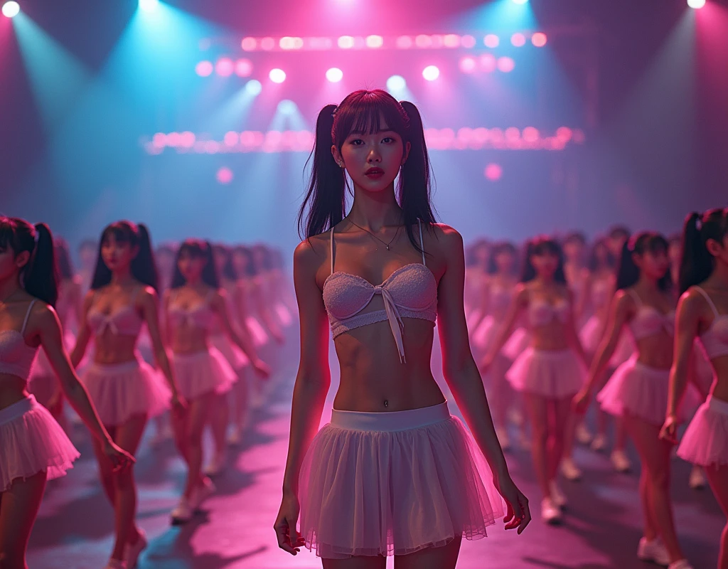 (((((Japanese Clone-girls=Myself))))), (((Super Best masterpiece Clone-girls Raw Photography Art))), (((16K, Highest quality, Ultra-high resolution, RAW Photos))), (((It's so unrealistic., With unparalleled depiction, With an unfathomable sight, An unprecedented and shocking worldview, Clone-girls: In a world of mass reproduction, Ultra-realistic))), (((Japanese Girls, kashiwagi-yuki, 22yo, Small face, Thick black hair, Ponytail Hair, Dark Eyes, Mature face, Cute Smile, Smiling face, A gentle gaze, (((Very pleasant look)))))), (((Very beautiful detailed girls, Accurate body structure, Accurate body movements, Very detailed body, (((Super big breasts, Large bulge of ample breasts)))))), (((Idol group stage costumes, Short skirt, hour々I can see your pants, Cleavage Emphasis, Emphasise the fullness of your breasts))), ((((((((Very detailed, Myself cloning, Depiction of splitting oneself, 1Myself girl→1,000,000,000,000,000,000,000,000,000,000Myself cloning girls)))))))), (((((((Myself clone-girlsから, Myself keeps multiplying, (Very detailed and intricate, To the exact, Flawless, (((In the same female body,With the same face, With the same hairstyle, In the same clothes, At the same height, 同じSuper big breastsである))), In a detailed depiction), 1,000,000,000,000,000,000,000,000,000,000 people))))))), (((((Myself girls only))))), (((((1,000,000,000,000,000,000,000,000,000,000Myself girls))))), (((((Very detailed depiction, A singing and dancing Myself idol group, At the outdoor stage at night, A splendid dance performance, Over 100 people, Gaze into the audience, Fun and powerful singing, Dance with unified group movements))))), (((Very detailed, The auditorium is packed, The whole audience is Myself's crowd, Dressed differently from idol groups))), (Seven-color stage lighting, Idol group lighting), (((((The camera focuses on idol groups., Clear and accurate perspective depiction, Ultra-wide field of view, Focus on the average value of the image))))), The best dance performance ever, Myself and the others were going crazy and the atmosphere was at its peak.