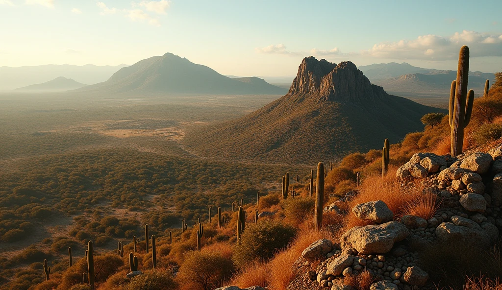 Aerial view of the Brazilian Caatinga with some cacti.