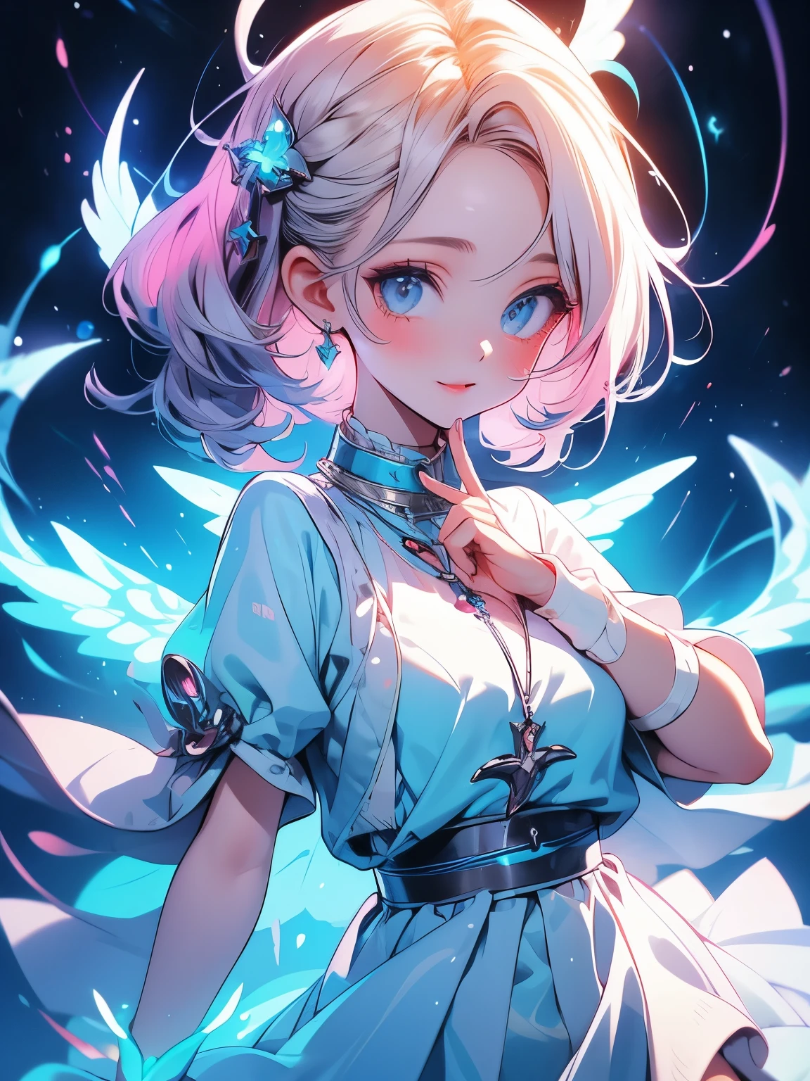 Cute fantasy anime girl, electric, thunderbolt