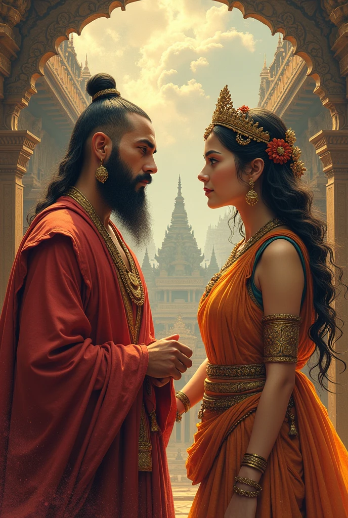 English project cover page - cover page should show english project in font and Upagupta and Vasavadatta of mathura of 3rd century BC.
