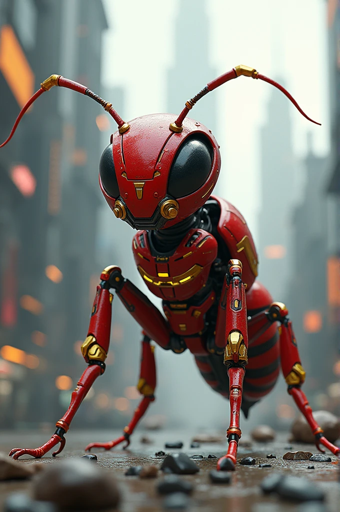 An ant with iron man suit