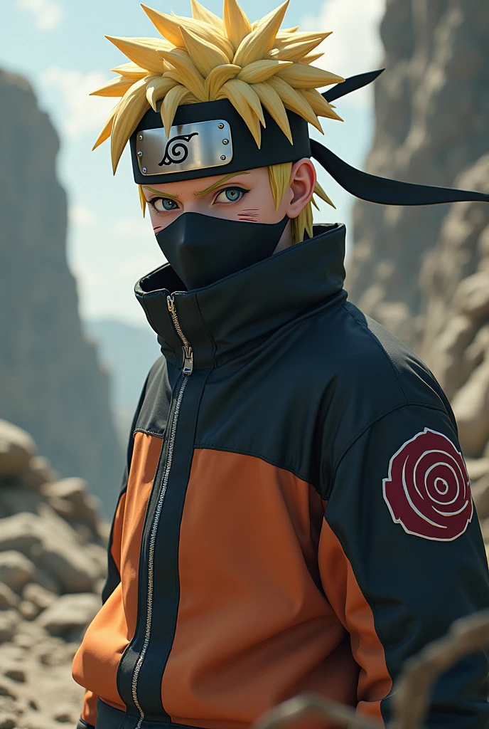 Naruto with saringon with kakashi mask