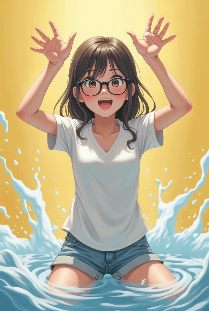 incontinence,squirt,big flood,Japan young15Year-old girl with budding breasts,Wearing glasses,With legs spread wide,Raise your hands up in a big circle