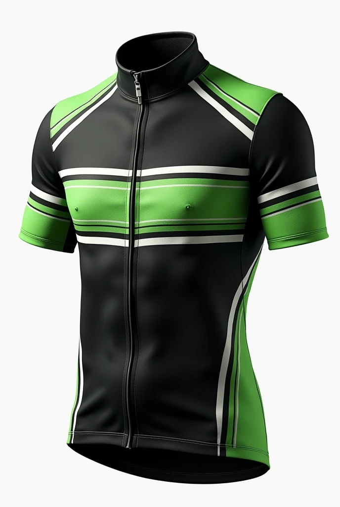 Baju kolar retro, main colour black, corak hijau dan putih, baju racer