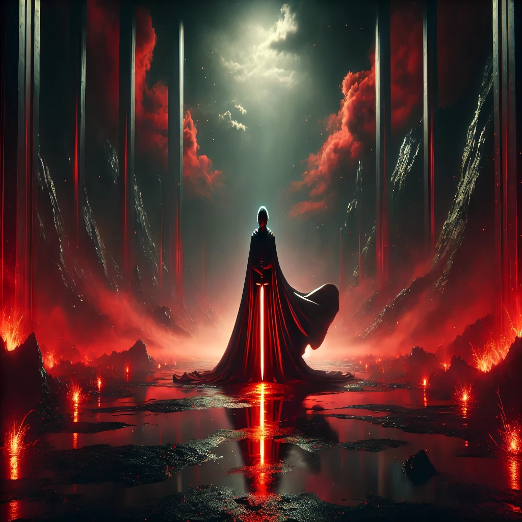 arafed image of a man in a cloak standing in a dark forest, sith lord. dramatic lighting, jedi fallen order teaser, dan mumford. 8 k octane render, lightsaber wallpaper 4 k, sith lord, by Christopher Balaskas, dan mumford. octane render, star wars digital art, concept art wallpaper 4k, 4k highly detailed digital art