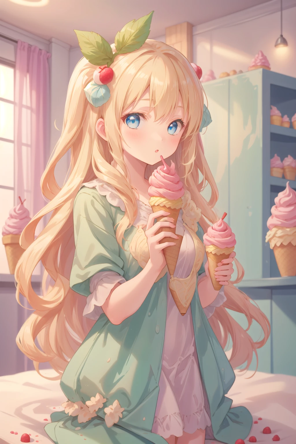 1girl,cute,blonde long hair,blue eyes, GelatoStyle
