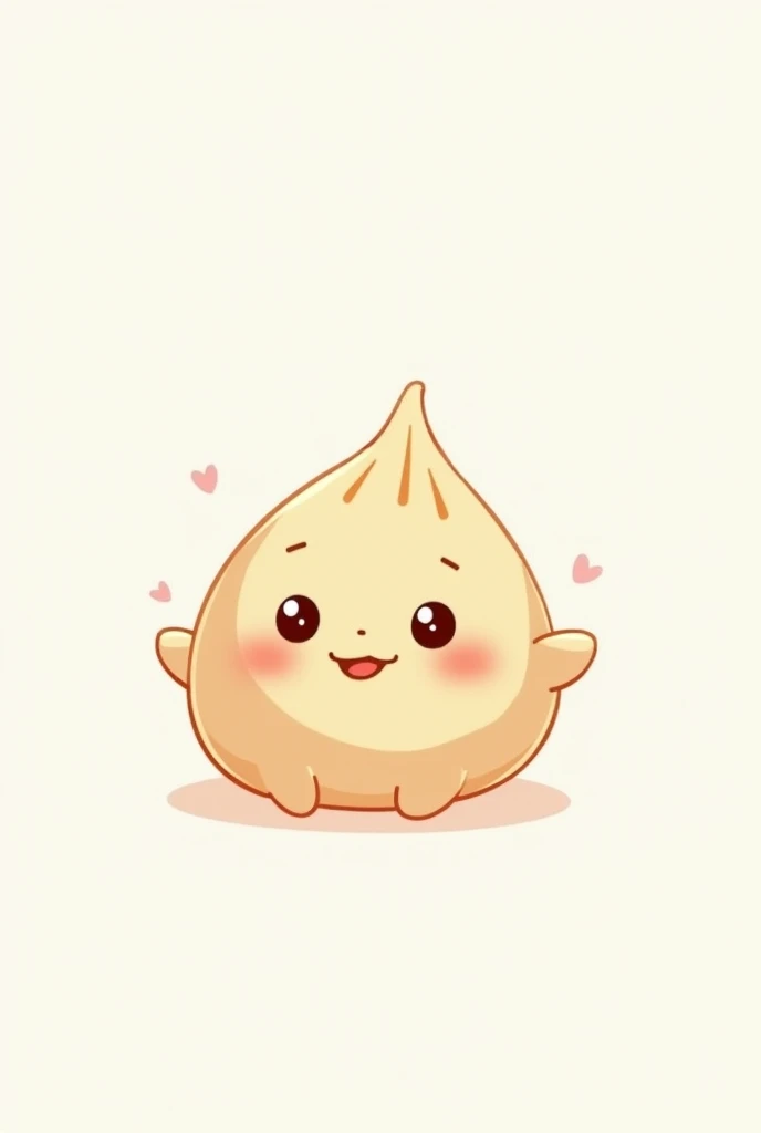 Small Cute smiling dumpling character with white background and cute little hands 