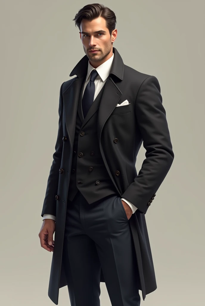 A guy 6ft tall handsome fair lean sharp jawline make him more handsome wearing coat and pant