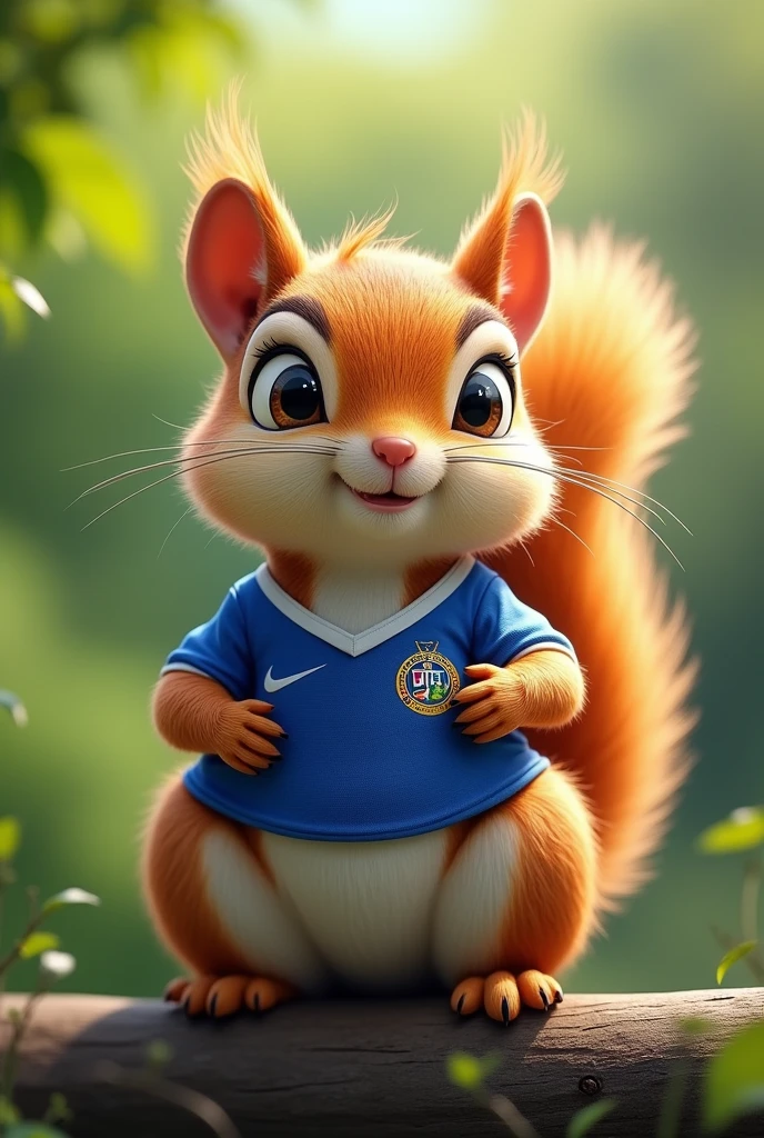 Squirrel wearing a Cruz Azul shirt