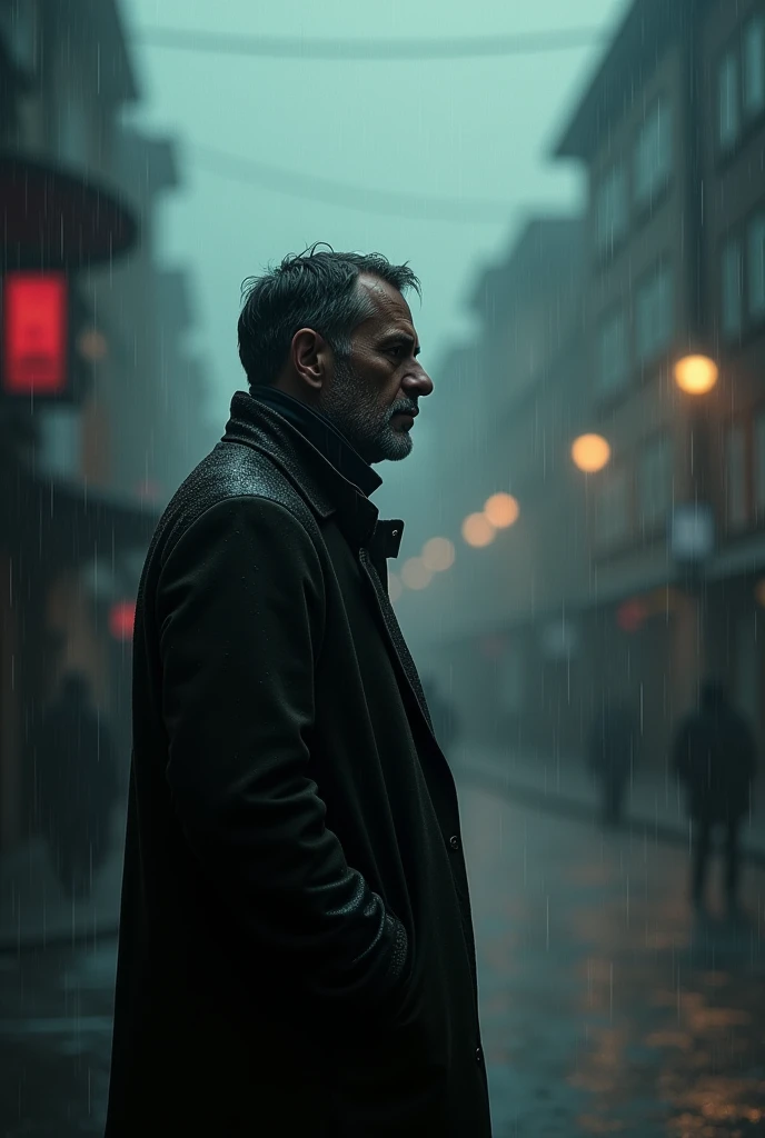 A man in rain
