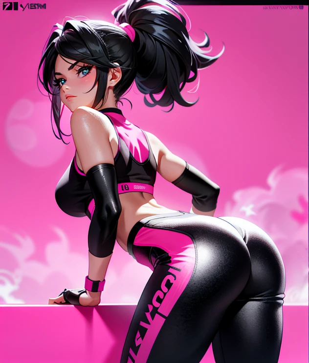 rear view, backside view,Selena Gomez  con un deportivo pink and black y leggings, Two-piece training clothes, neon pink, Live Energetically Varia, intense pink, Cottagecore!! fitness body, intense pink y negro, Cute sportswear, pink body harness, pink body, red neon, Fitted garment, pink and black, Neon pink and black color scheme, sportswear, neon,(background of a gym gym:1.4),(gym:1.4) (detailed hands),,More detailed 8K.unreal engine:1.4,UHD,La Best Quality:1.4, photorealistic:1.4, skin texture:1.4, Masterpiece:1.8,first work, Best Quality,object object], (detailed face features:1.3),Detailed eyes,((The correct proportions))Women&#39;s Gym Sets, honeycomb workout clothes for women, mesh biker sports shorts, Orange Fitness Lycra Yoga Suit