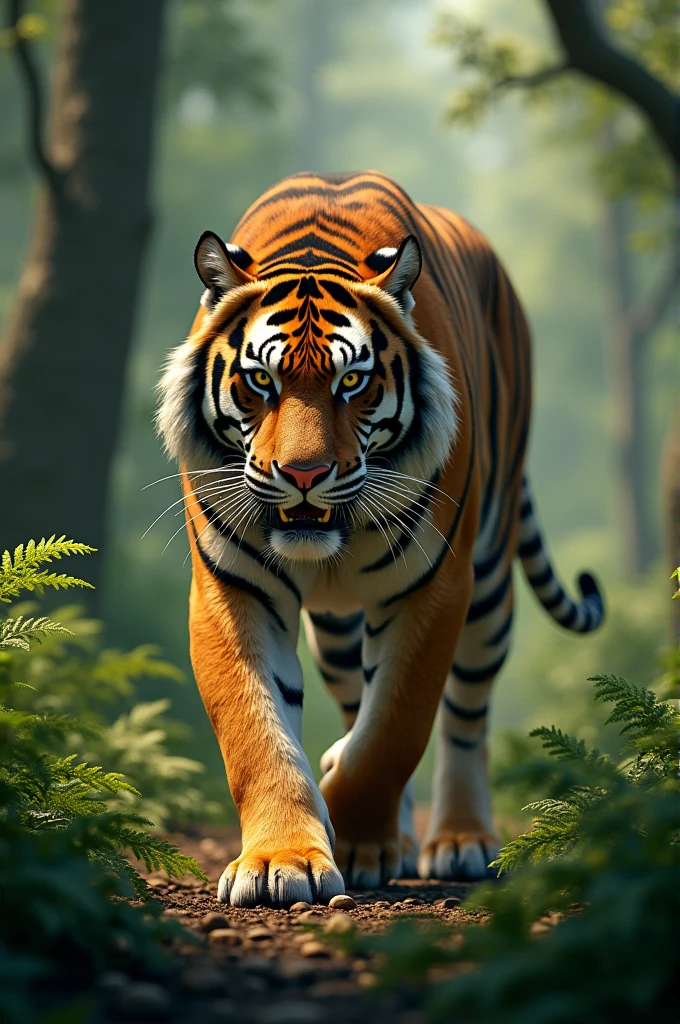 A tiger with a tiger in forest