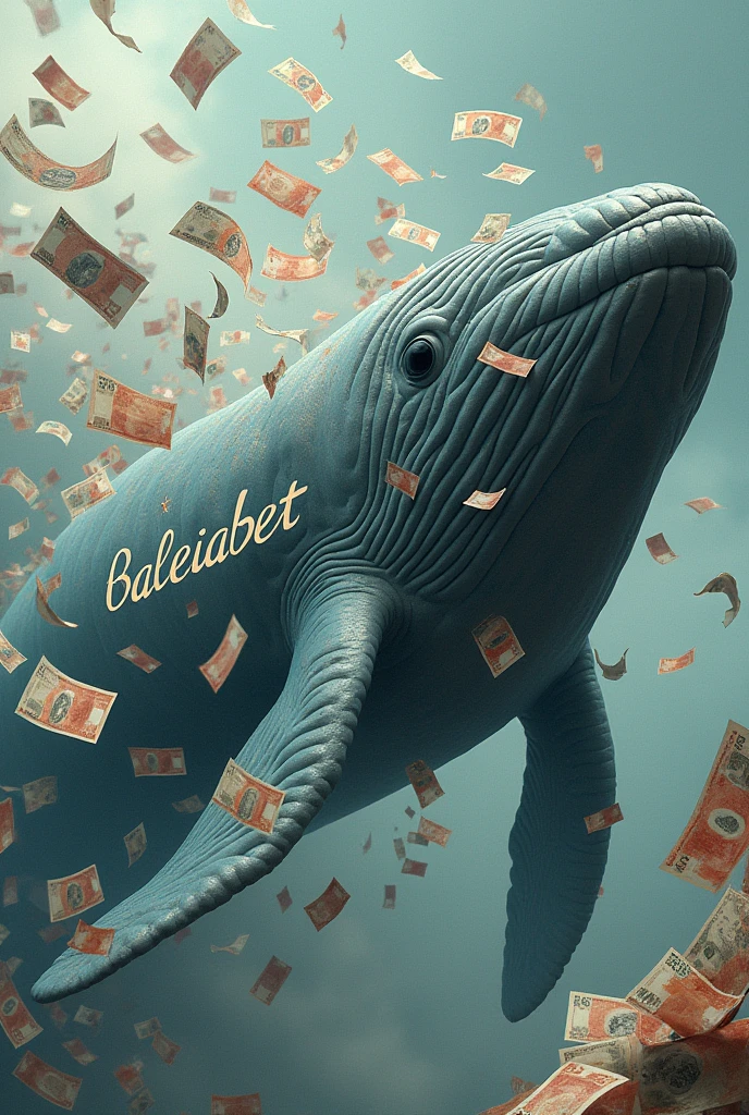 Whale with the phrase BaleiaBet written on it and money around it