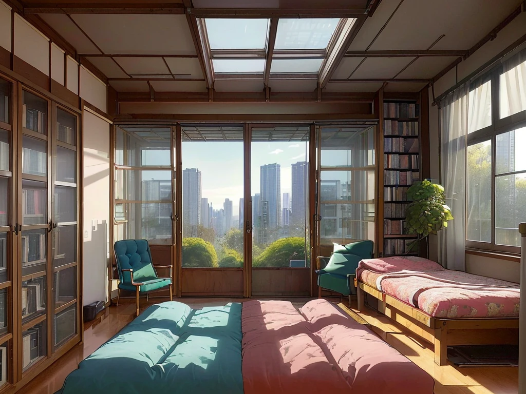 8K picture quality，Best quality，masterpiece，HD，Super rich detail，detailed，Comfortable bedroom，Large Windows，Floor-to-ceiling windows，big bed，There are pillows on the bed，Quilt，Essas roupas，notebook，There is a cabinet next to it，There are bookcases，There is a table，There are chairs，There are flowers，There is a wardrobe，There was a sofa，There are carpets，There are many books，Overall very comfortable，extremely clean，Very useful，Large Windows，The scenery outside the window，There are various other flowers，and vegetable garden，There are a variety of vegetables inside，超HD真实感，Live photos，The overall color is mainly blue-green，强烈的现实主义8KHD，Glass House，Glass House，超大Floor-to-ceiling windows，There is a pink bed in the room，curtain，TV set，bookshelf。The wall is glass window， 房间里最重要的是有big bed，8K picture quality，Best quality，masterpiece，HD，Super rich detail，detailed，Comfortable bedroom，Large Windows，Floor-to-ceiling windows，big bed，There are pillows on the bed，Quilt，Essas roupas，notebook，There is a cabinet next to it，There are bookcases，There is a table，There are chairs，There are flowers，There is a wardrobe，有一个big bed，There are carpets，There are many books，Overall very comfortable，extremely clean，Very useful，Large Windows，The scenery outside the window，There is a villa garden outside the window，City skyscrapers