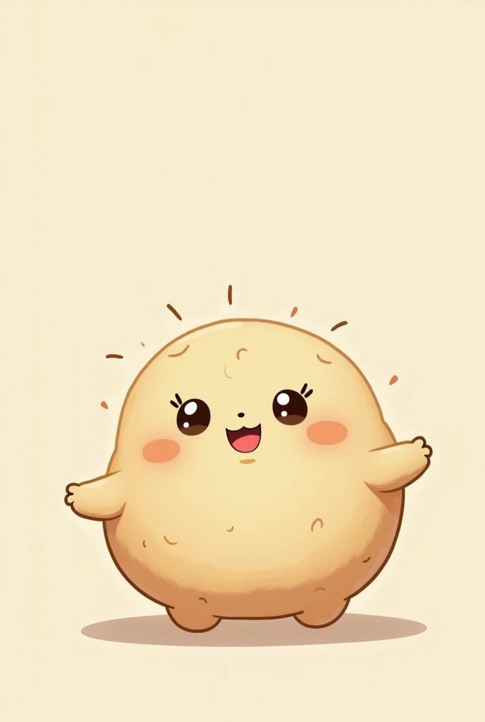 Small Cute smiling dumpling character with cute little hands
